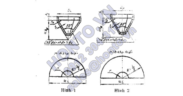 Đáy côn góc mép có góc đỉnh 600 - kích thước cơ bản