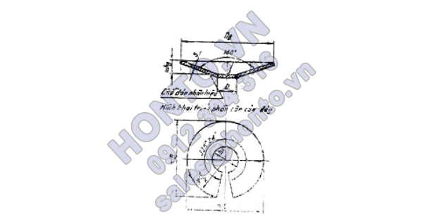 Đáy côn không gấp mép có góc đỉnh 140° - kích thước cơ bản