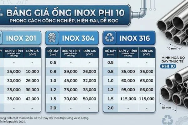Giá Ống Inox Phi 10 Mới Nhất