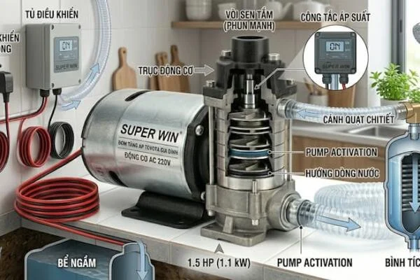 Máy bơm nước Super Win 1.5 HP là gì ?