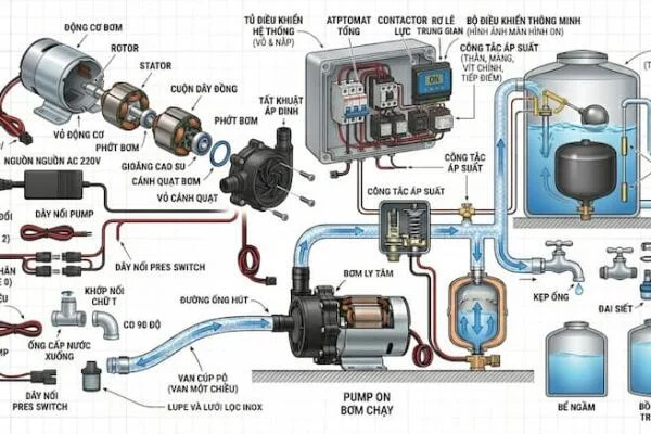 Sơ đồ máy bơm nước tự động ?
