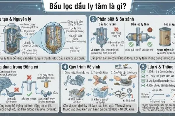 Cấu tạo của bầu lọc dầu ly tâm