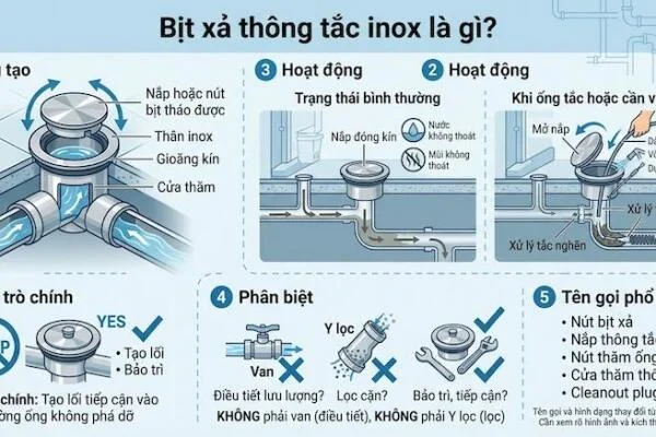 Bịt xả thông tắc inox là gì?
