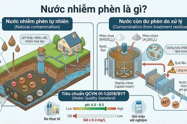 Cách lọc nước phèn chua, phèn nhôm