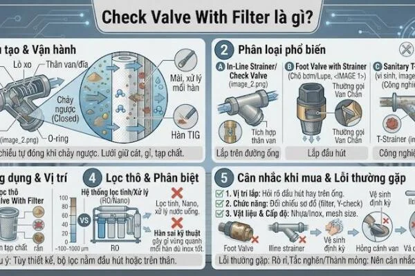 Ứng dụng Check valve with filter