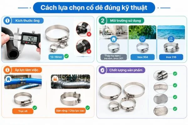 Các loại cổ dê bắt ống phổ biến