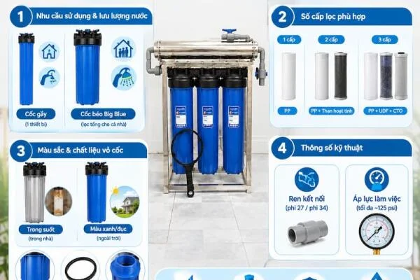 Hướng dẫn chọn cốc lọc nước 20 inch phù hợp với nhu cầu sử dụng