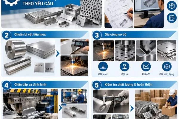 Dập inox theo yêu cầu là gì? Quy trình gia công và ứng dụng thực tế
