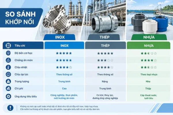 Đầu Nối Khớp Inox, Thép Và Nhựa: Nên Chọn Loại Nào?