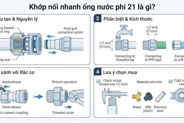 khớp nối nhanh ống nước phi 21