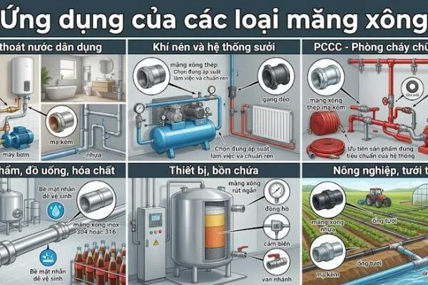 Phân loại Măng xông ren