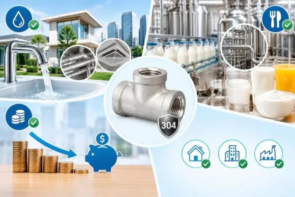 So sánh Stainless Steel Pipe Tee Fitting inox 304 và inox 316: Nên chọn loại nào?