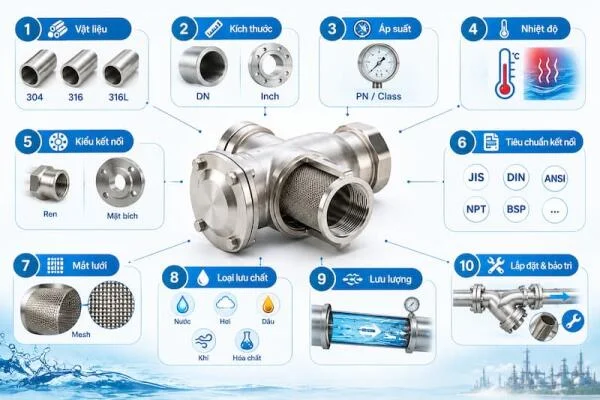 Hướng dẫn lựa chọn Stainless Steel Pipe Y Strainer phù hợp với hệ thống đường ống