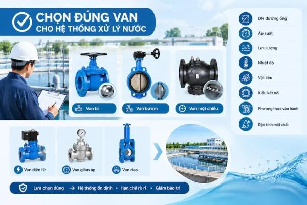 Các loại valve for water treatment systems phổ biến hiện nay