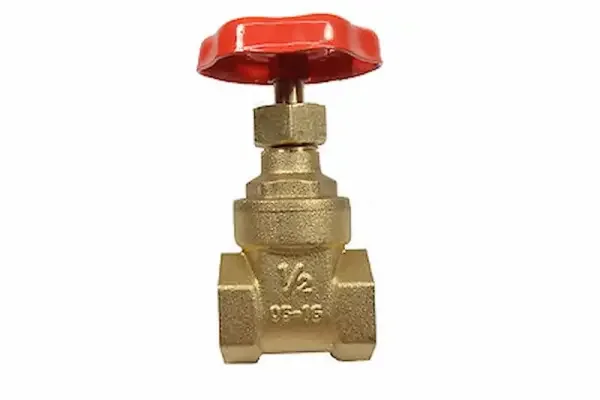 Brass gate valve with red handle
