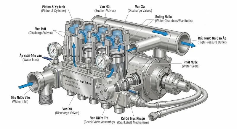 Nguyên lí hoạt động của đầu bơm nước