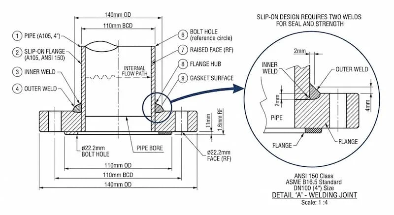 Thông số của bích trượt