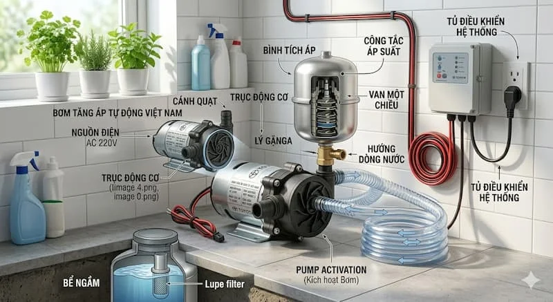 Nguyên lí hoạt động về bơm tự áp