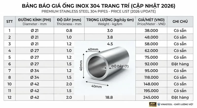 Định nghĩa của giá ống inox