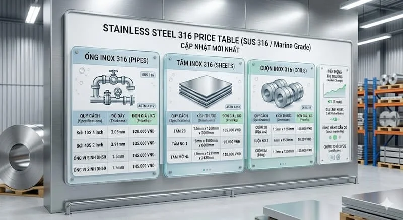 Định nghĩa của giá inox 316