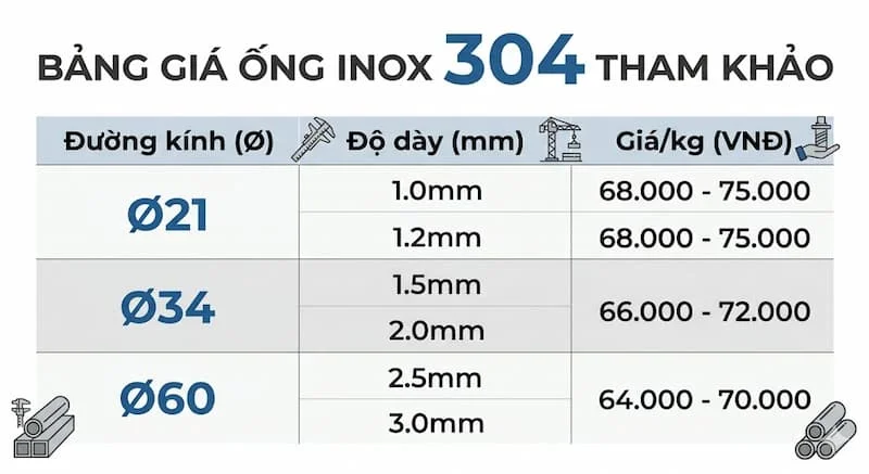 Định nghĩa inox ống 304