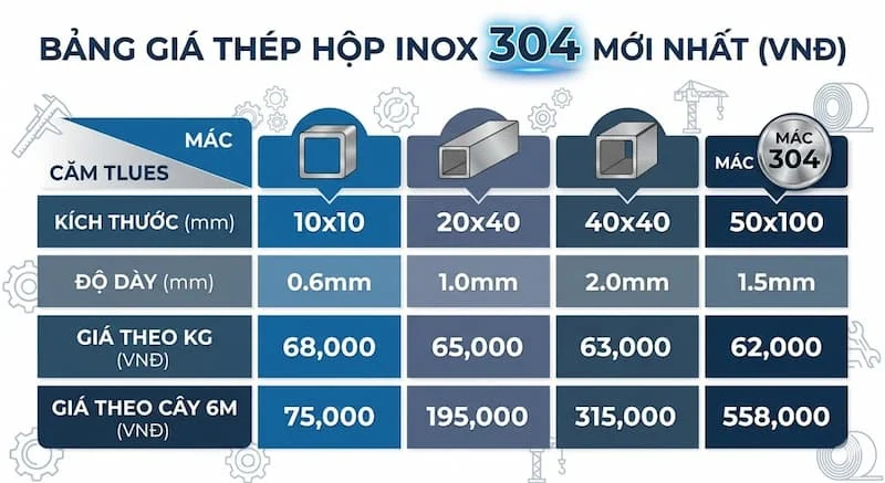 Định nghĩa về thép hộp inox 304