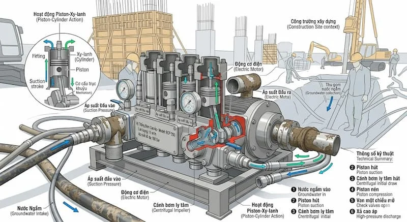Nguyên lí hoạt động của bơm công trình