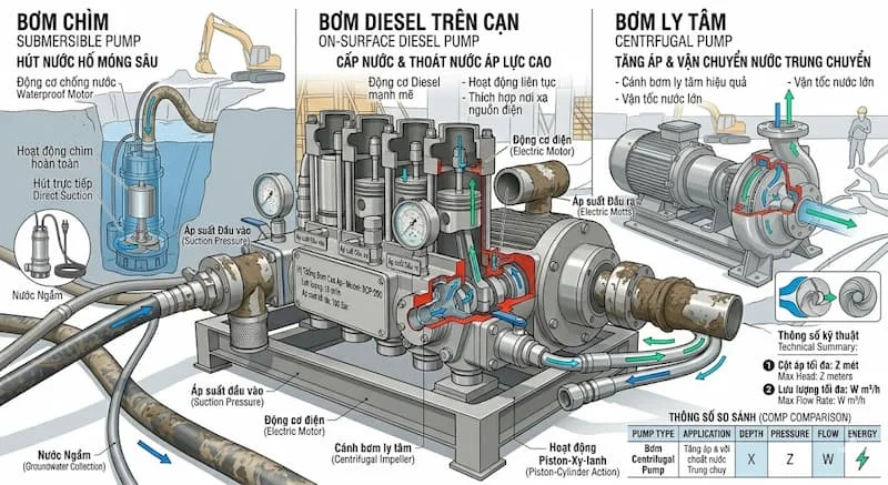 So sánh bơm công trình