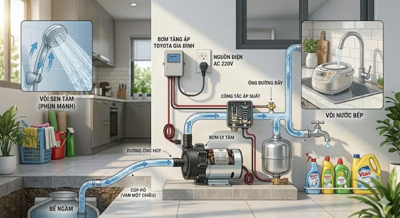 Ứng dụng của máy bơm nước Toyota