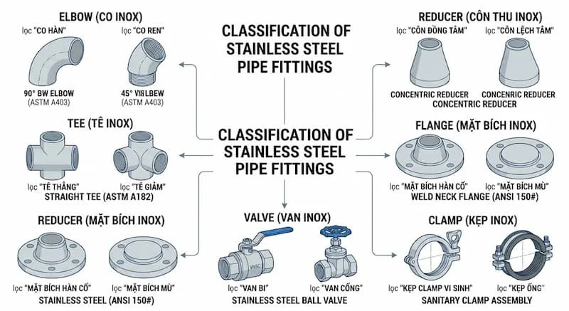 Cách chọn của phụ kiện ống inox