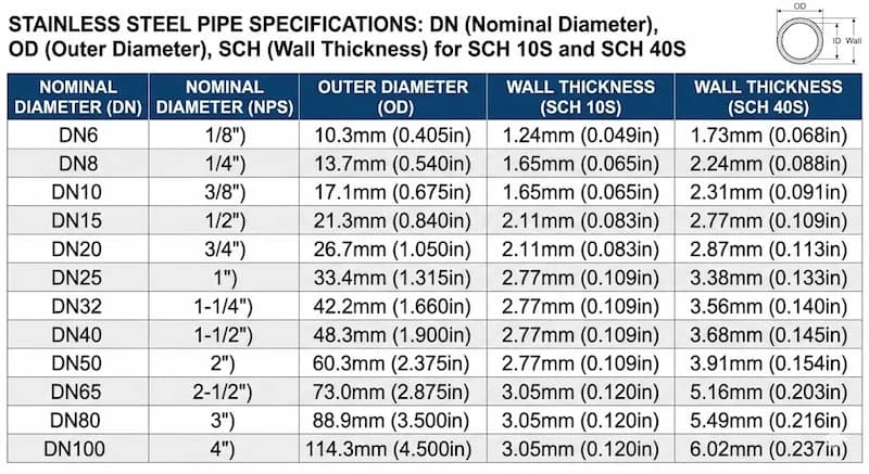 Định nghĩa của quy cách ống inox