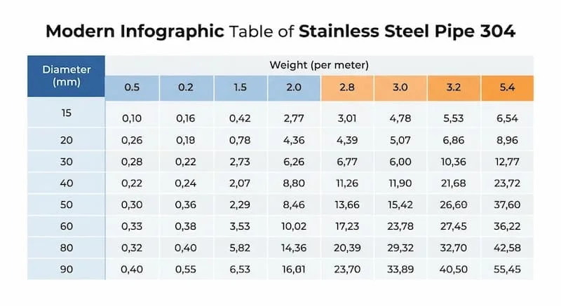 Bảng tra cứu trọng lượng ống