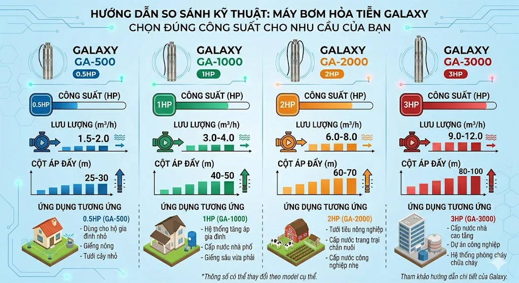 So Sánh Máy Bơm Hỏa Tiễn Galaxy Với Các Dòng Khác