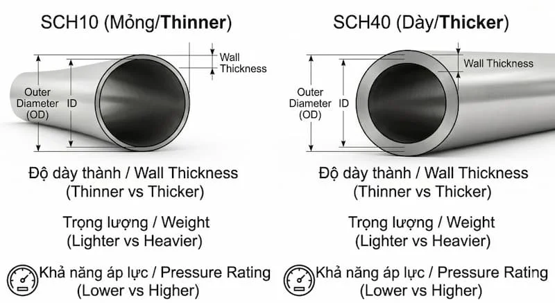 So sánh chi tiết về các kích thước
