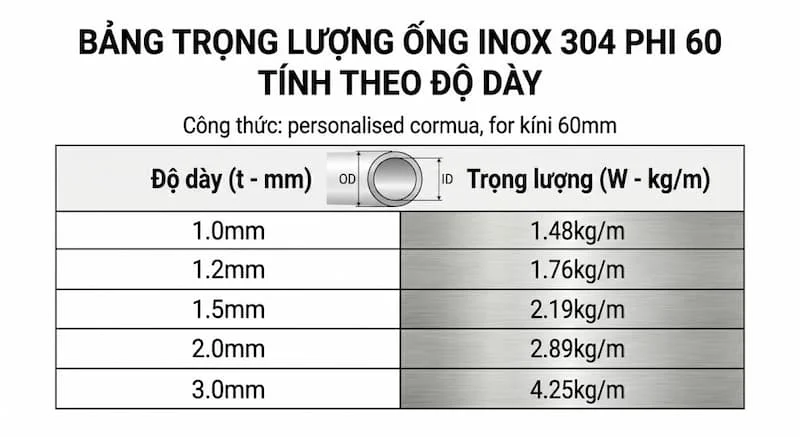 Định nghĩa ống inox 304 phi 60