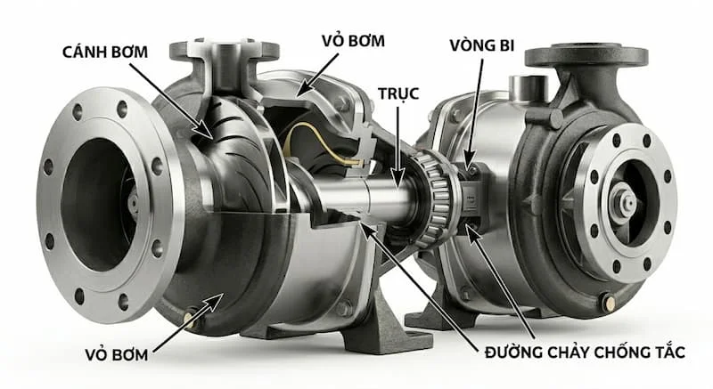 Cấu tạo của bơm bột giấy