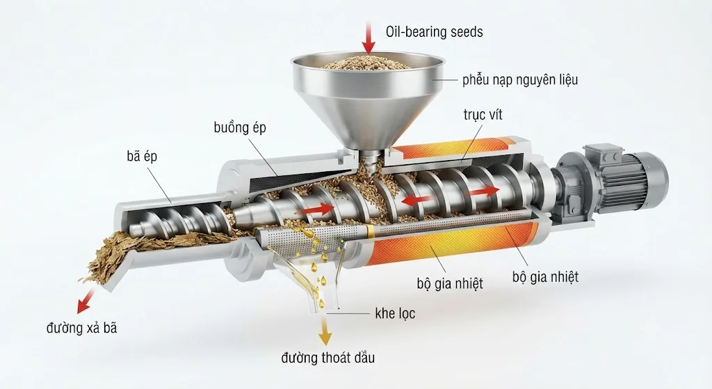 Cấu tạo của máy ép