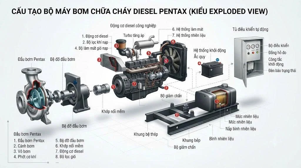 Cấu tạo của máy bơm