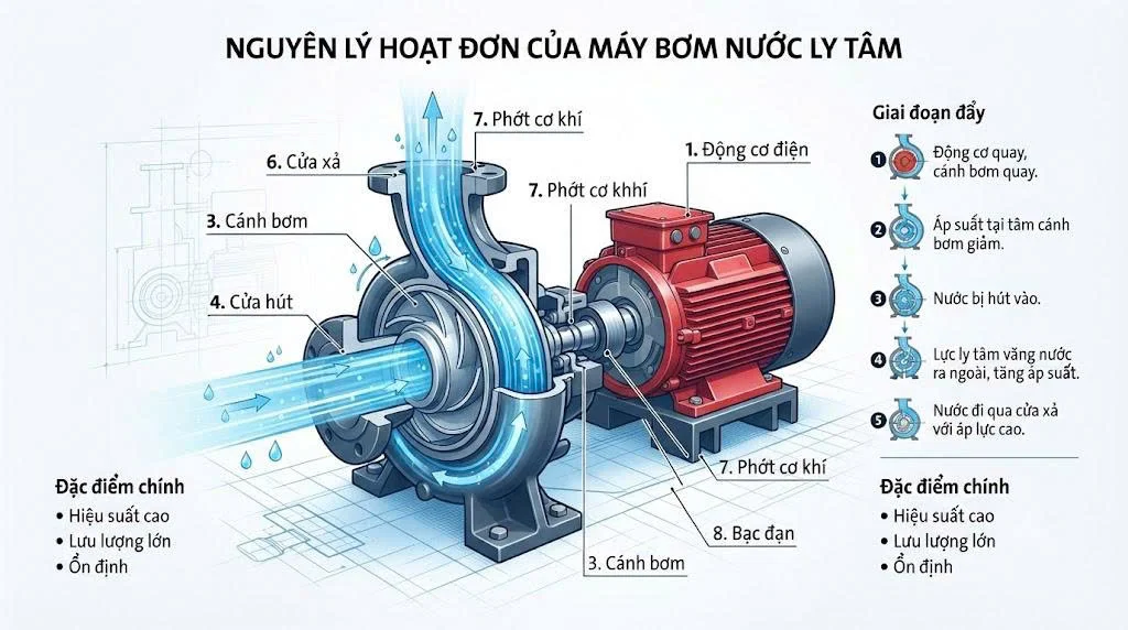 Nguyên lý hoạt động của máy bơm 