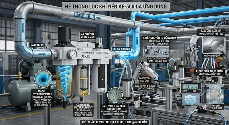Ứng dụng của lọc khí nén