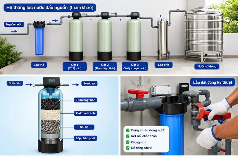 Thứ tự lắp cột lọc nước đầu nguồn