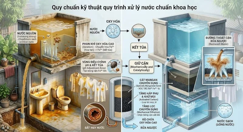 Nguyên lí của lọc nước nhiễm sắt