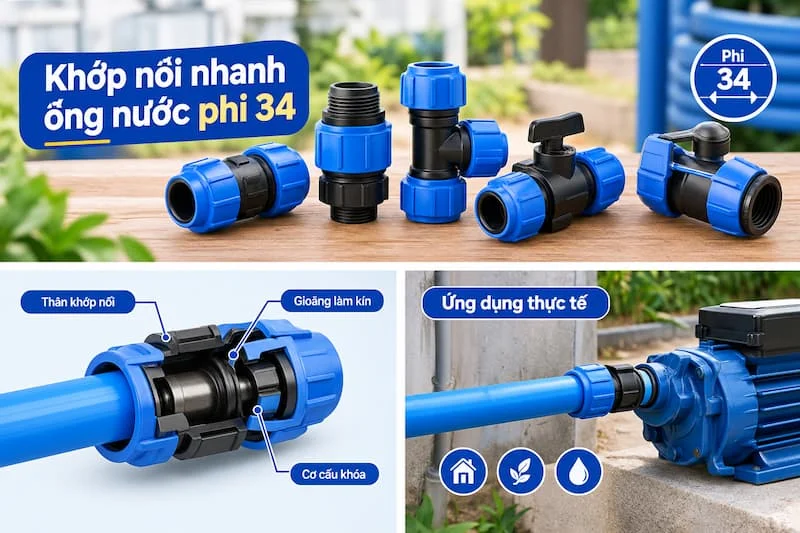 Định nghĩa về khớp nối nhanh ống nước phi 34
