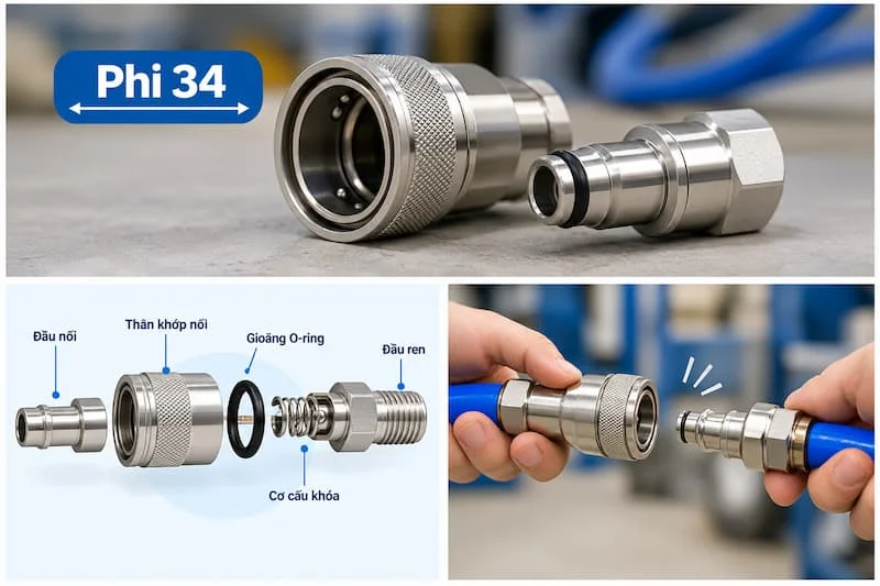 Định nghĩa về khớp nối nhanh phi 34