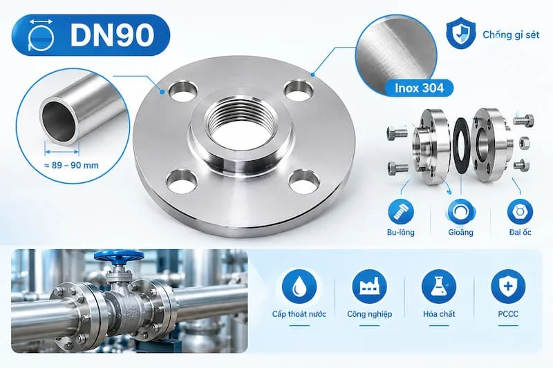 Định nghĩa về mặt bích inox 304 DN90