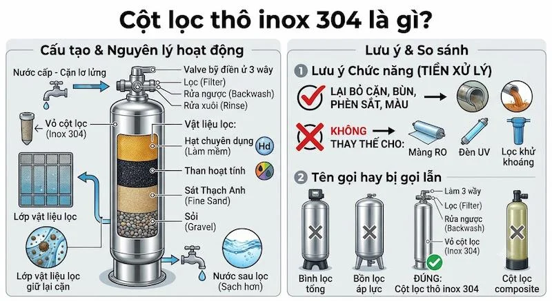 Định nghĩa của cột lọc inox 304