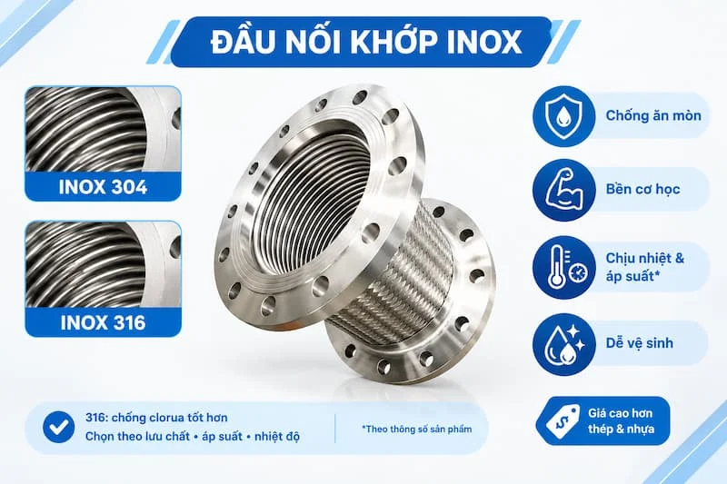 Đầu khớp nối inox 