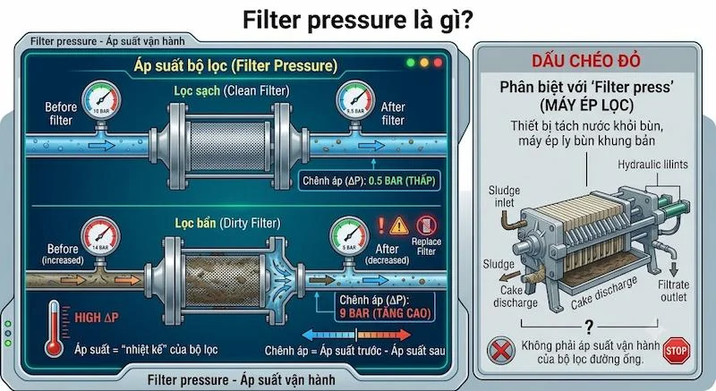 Định nghĩa của áp suất bộ lọcv