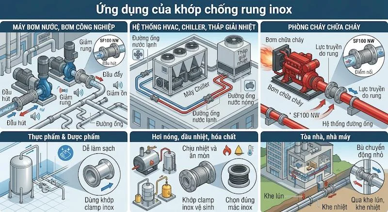 Ứng dụng của chống rung khớp inox