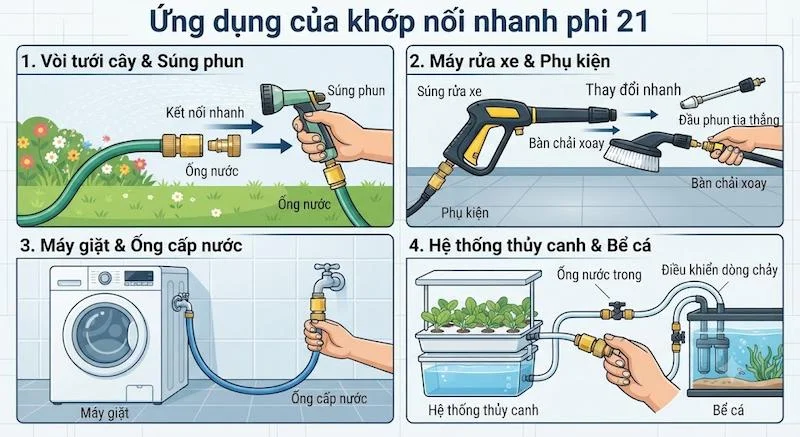Ứng dụng của khớp nối nhanh ống nước 
